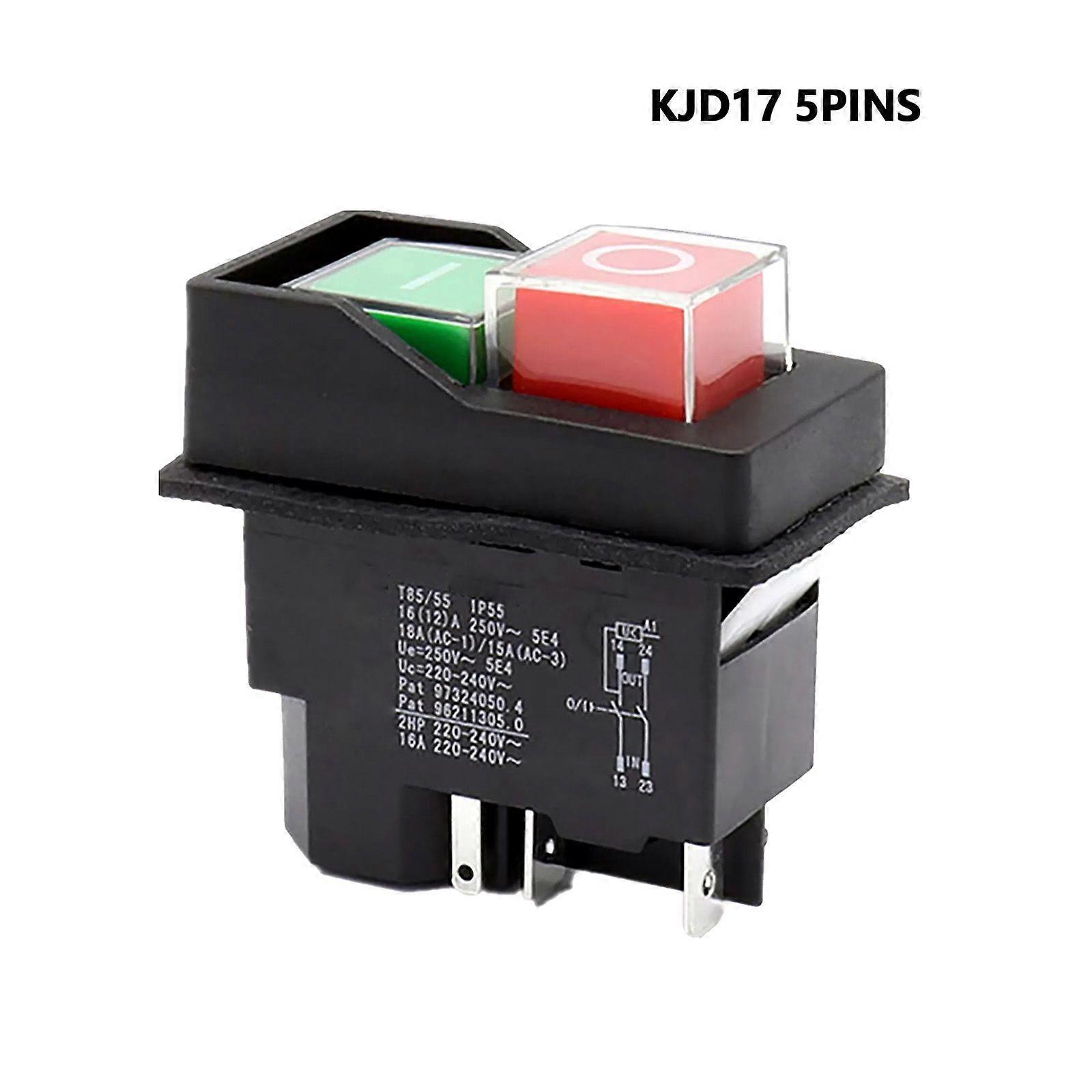 Interruttore a pulsante elettromagnetico impermeabile per KEDU KJD17F/16 KLD-28A 5 pin NgR
