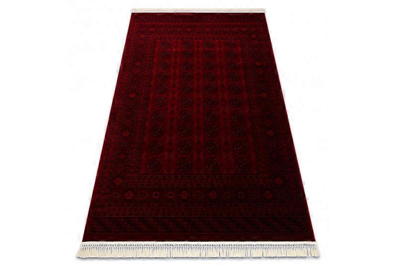 ORIENT 6889 carpet burgundy / black Buchara, frame, oriental, with fringes