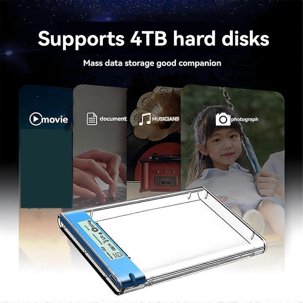 USB3.2 External HDD Case 5Gbps 2.5 Inch Transparent Hard Disk Case Enclosure SATA HDD SSD Storage C