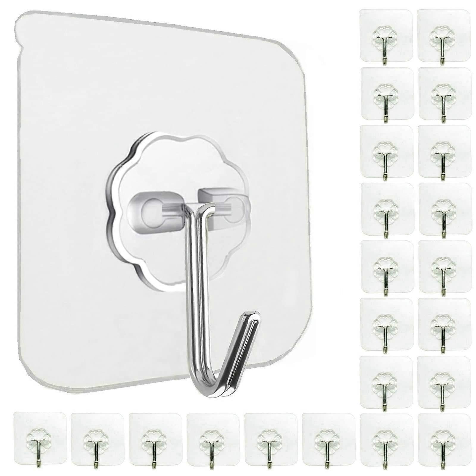 Adhesive Wall Hook 22LB (MAKS) Transparent Reusable Degree 180 Rotating Pole Hook, Waterproof and Oilproof