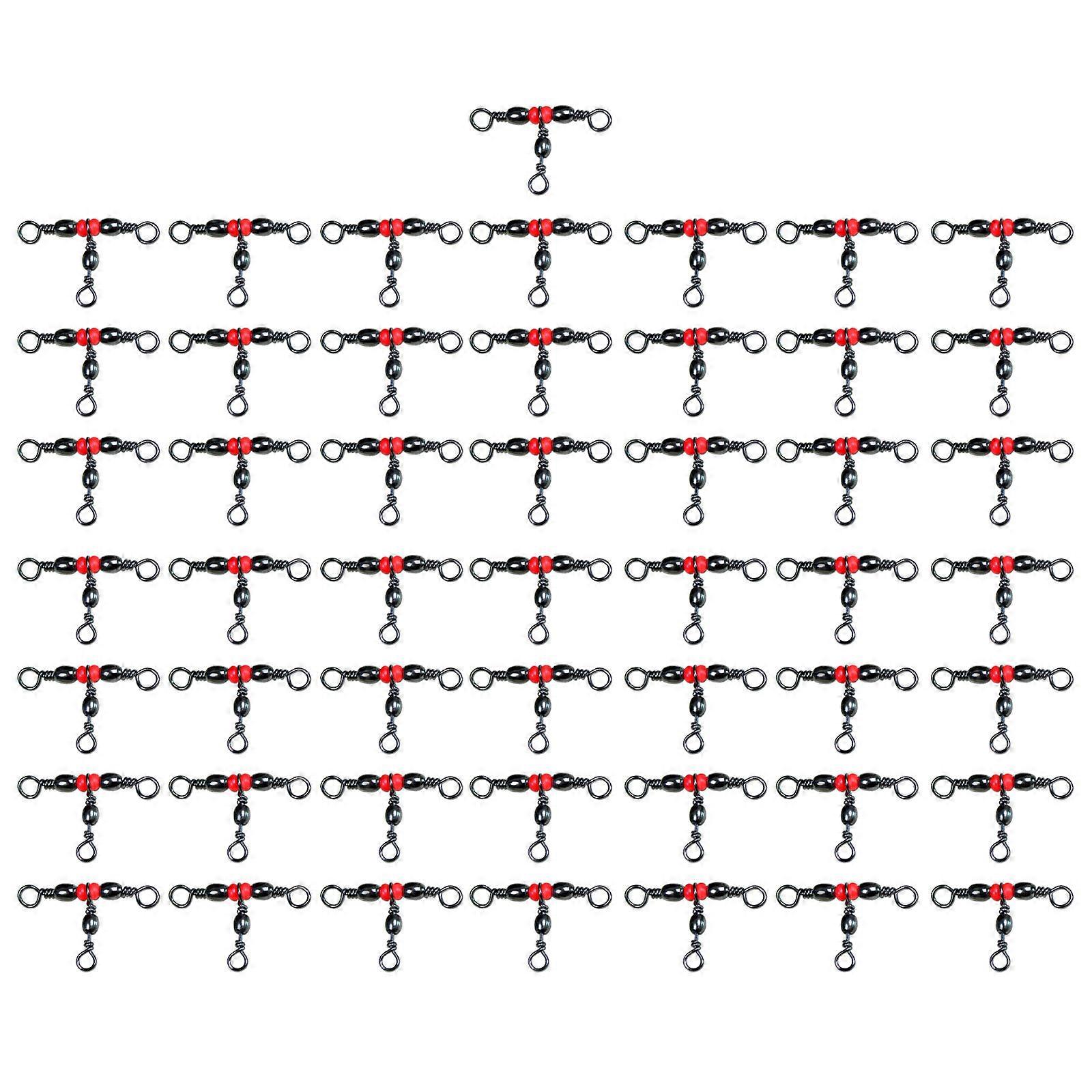 50Pcs Line Barrels Triple Swivels con perline Attrezzatura per attrezzatura da pesca 3 vie Pesca girelle T Turn 3 way girelle