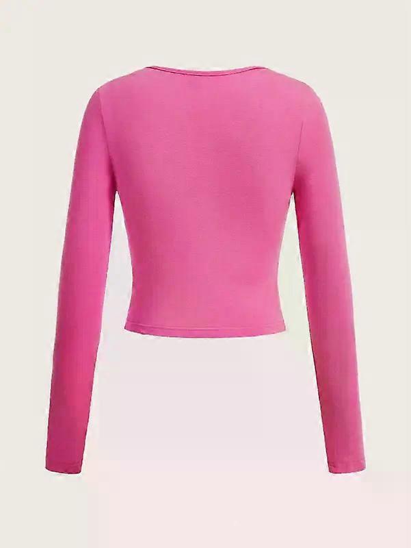 T-shirt de manga comprida com decote redondo e corte slim