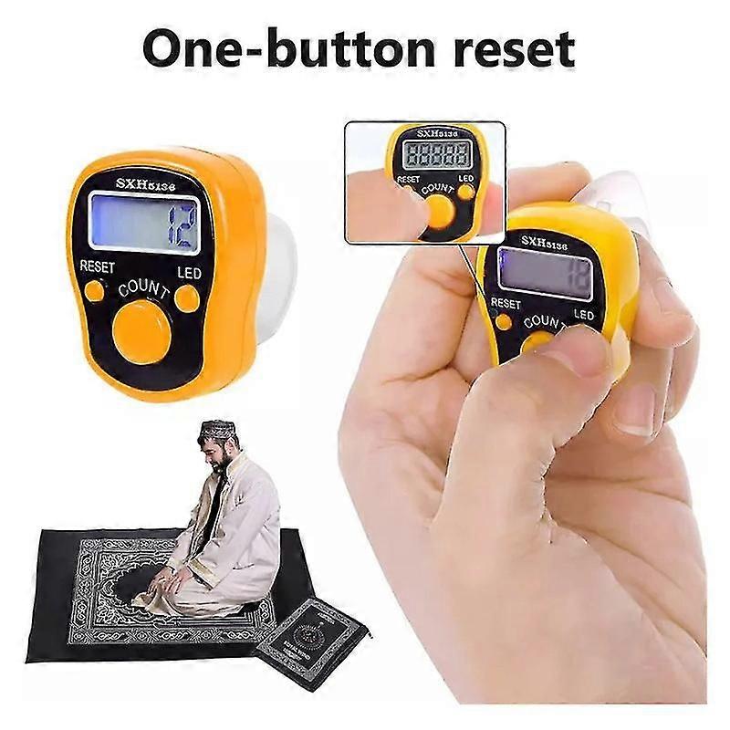 1 Piece Electronic Finger Counter LED Digit Counter Manual Resettable Digital Tally Counter Lap Counter Pointing Row Counter KnittingOrange