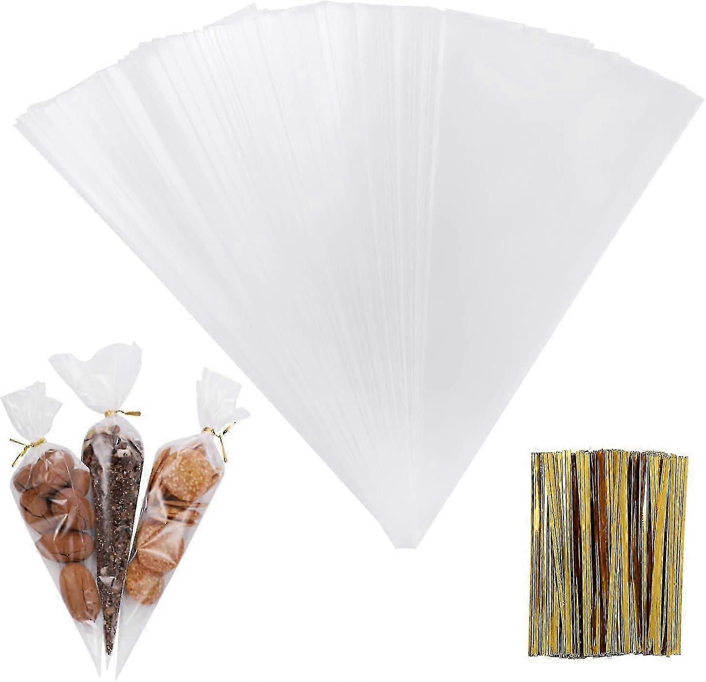 100 pieces bags cellophane cone Conboons Backet cookie with ribbon13 x 25 cm