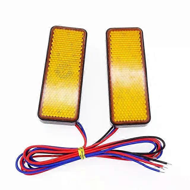2Pcs Universal Motorcycle Brake Lamp Taillights Reflector Light Yellow LED Warning Turn Signals compatible for Peugeot