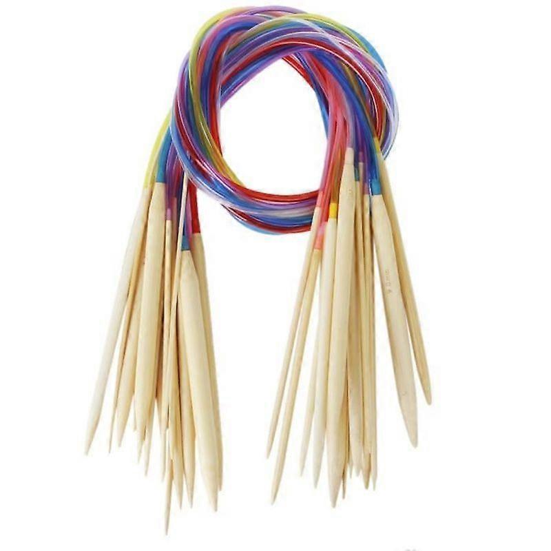 Circular Knitting Needles - Unspecified - 80cm - 18 Sizes - Bamboo - Colored Tubes