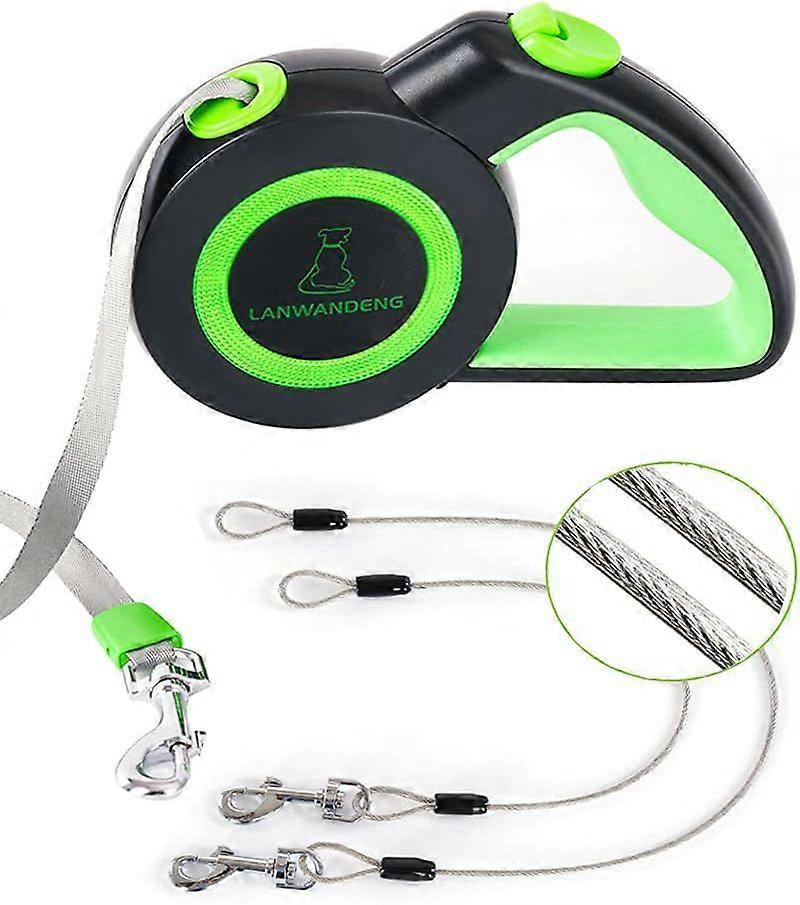 SDIGV Chew Proof Retractable Dog Leash with 2 Heavy Duty Anti-Chewing Wire Ropes, 16FT Leashes 360 Tangle Free for 2 Dogs, Dual Dog Lead for Small/Med