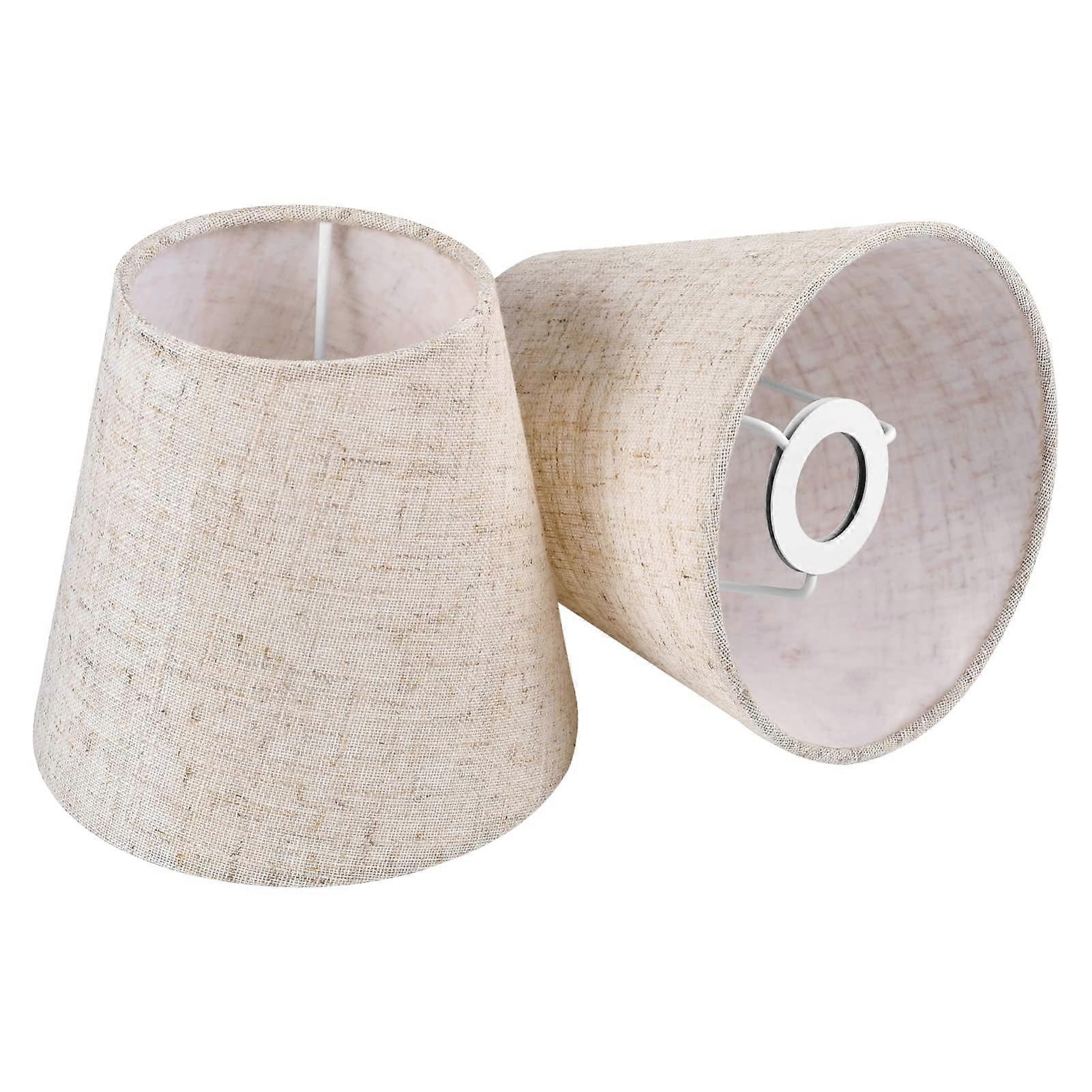 2pcs Fabric Lampshades, Small Replacement Linen Lamp Shades for Table Lamps, Clip-On Barrel Cloth Design