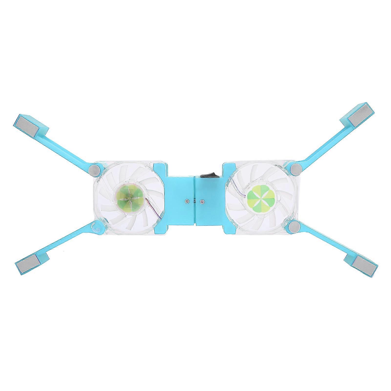 DRS03 Folding Laptop Cooling Pad Double Fans LED Blue Light Notebook Computer Cooler(Blue )