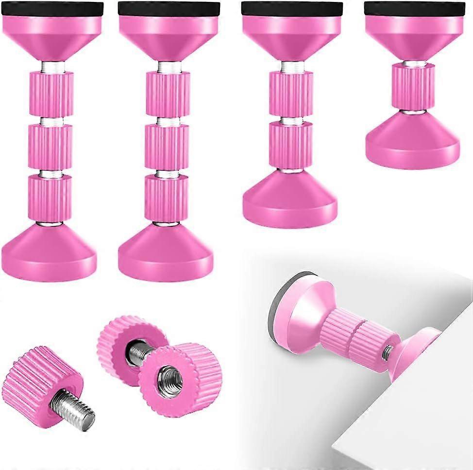 4 Pack (Pink) Anti-Shake Adjustable Threaded Bed Frames, 42mm-110mm, Adjustable Headboard Tower for Bed, Wardrobe, Sofa, Headboard
