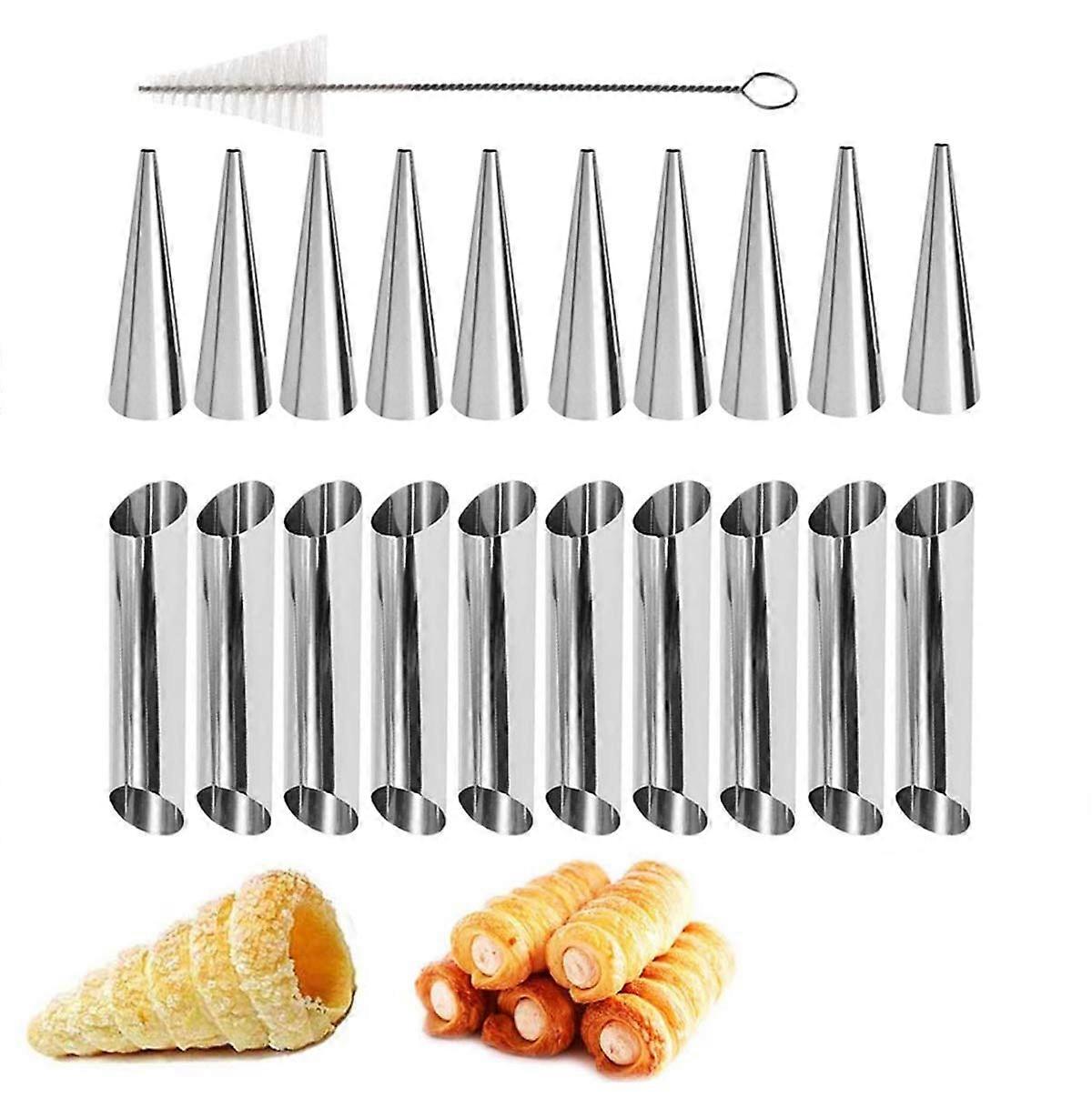 Stainless Steel Cream Horn Molds 21Piece Cannoli Form Tubes and Conical Mold Set