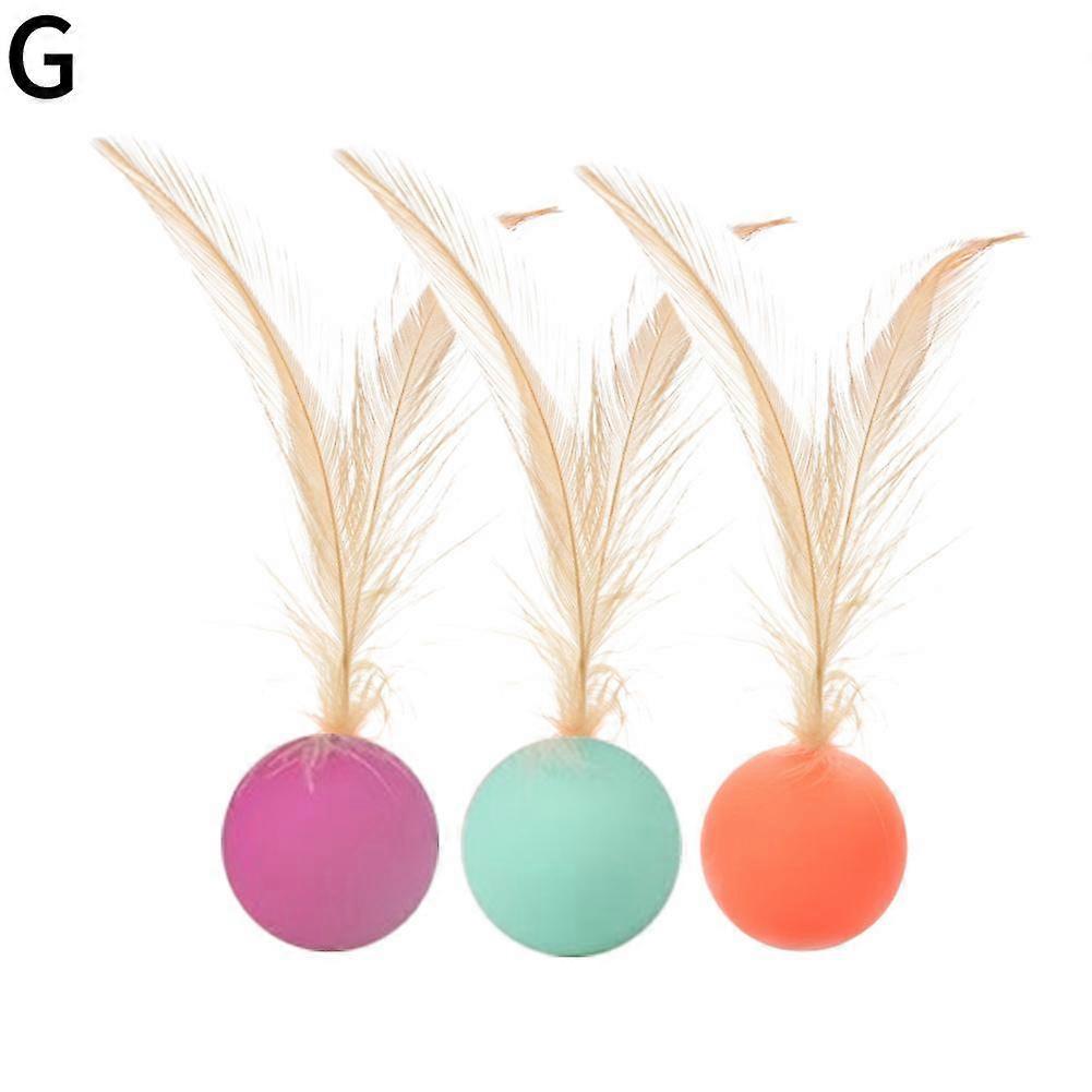 3Pcs Cat Feather Ball Toys Interactive Feather Ball Toy Set for Cats Bouncy Ball