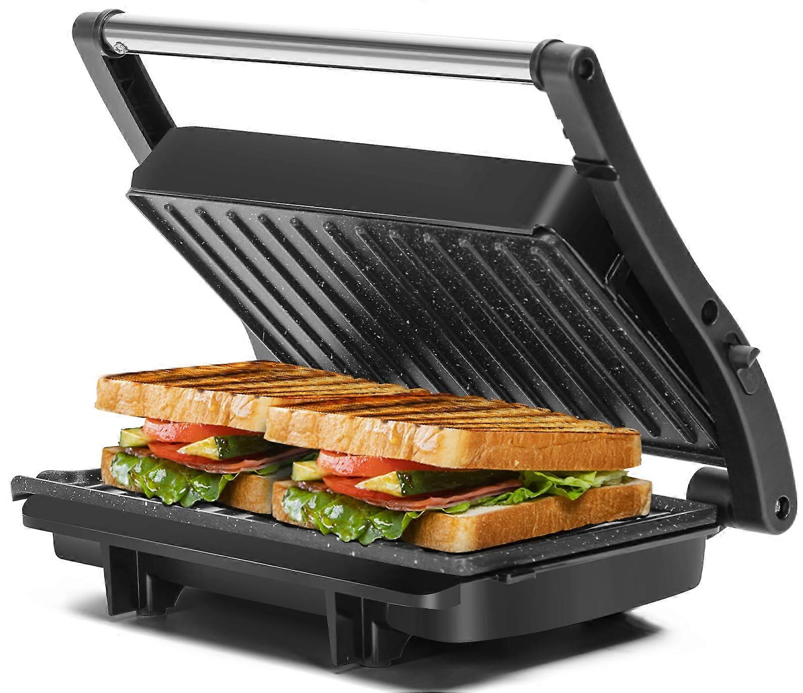 Panini Press Grill, 1000W Sandwich Maker with Ceramic Nonstick Plates, Opens 180 Degrees