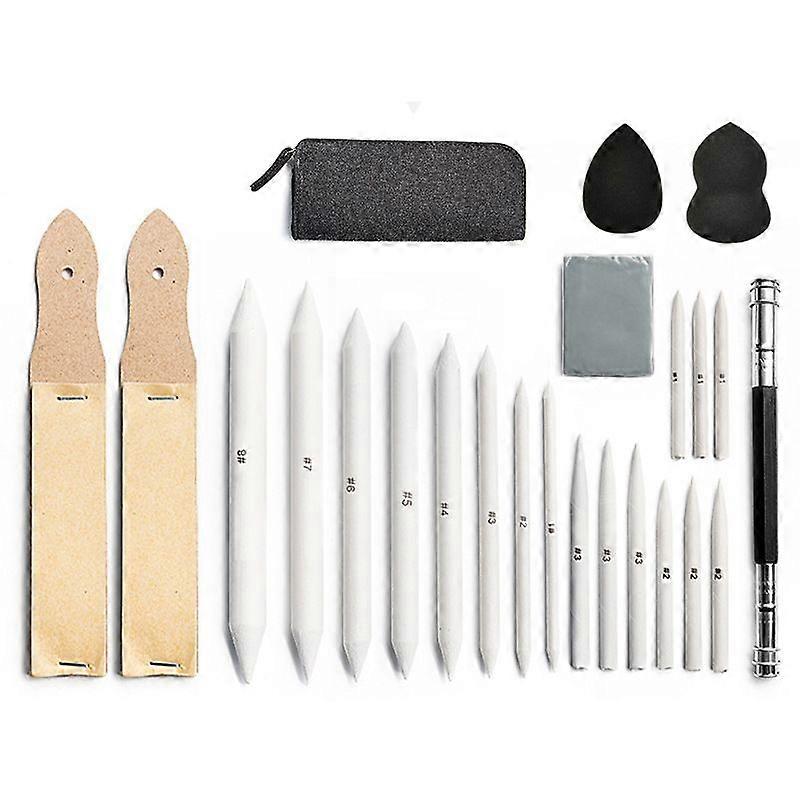 24-pack of sketching and painting tools with sketch eraser, kneading eraser and sandpaper knife