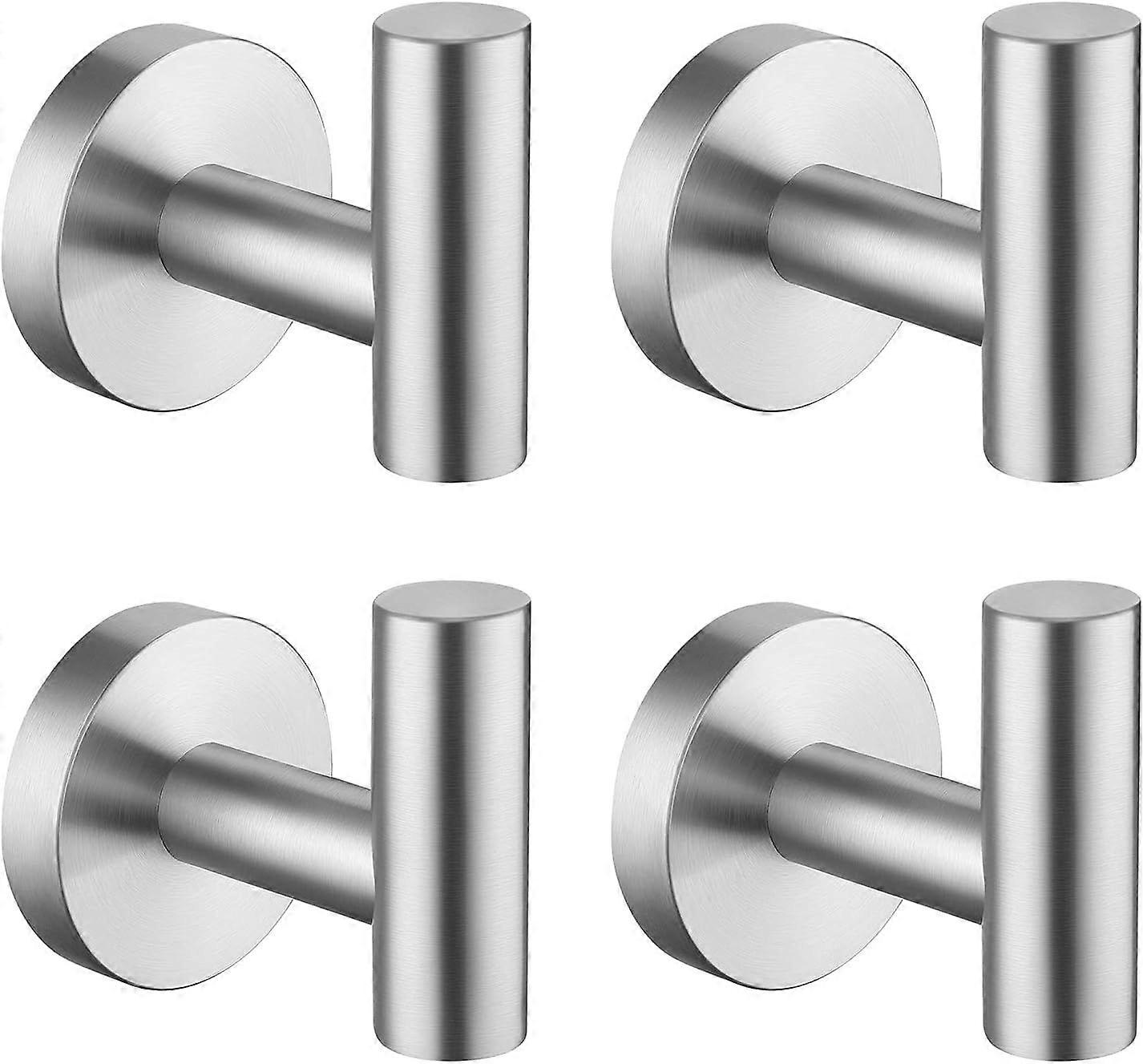 4pcs Creative Stainless Steel Wall Hook for Bathroom and Kitchen (Perforated Silver)
