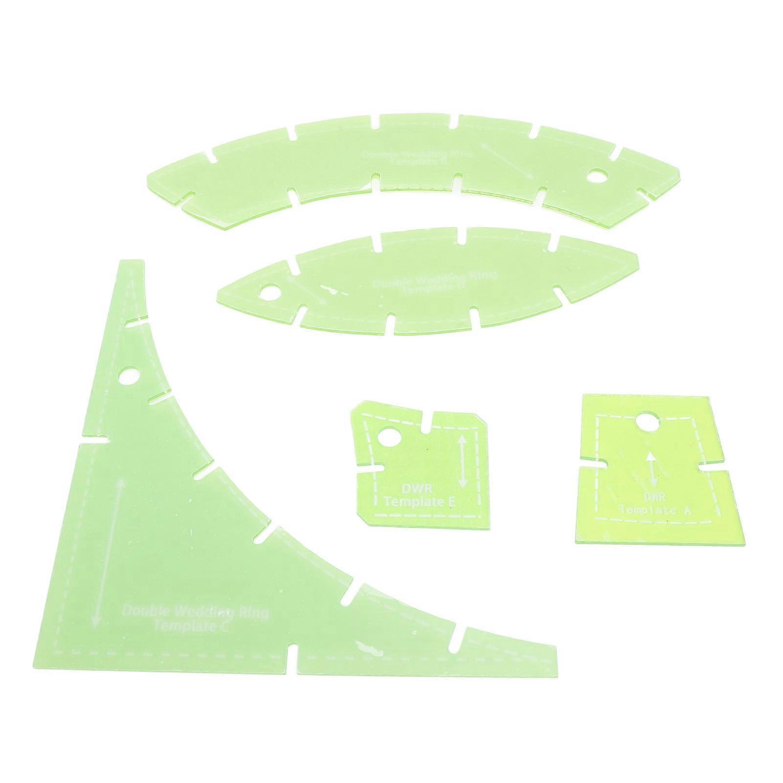 5 Pcs Quilting Template Set Multi Functional Transparent Green Plastic Sewing Cutting Templates