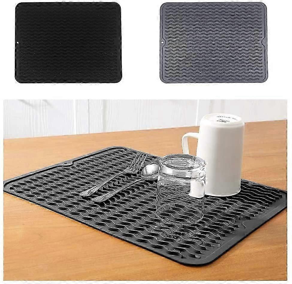 Multi-Function Silicone Draining Mat, 40x30cm Dish and Utensil Drying Mat, Soft