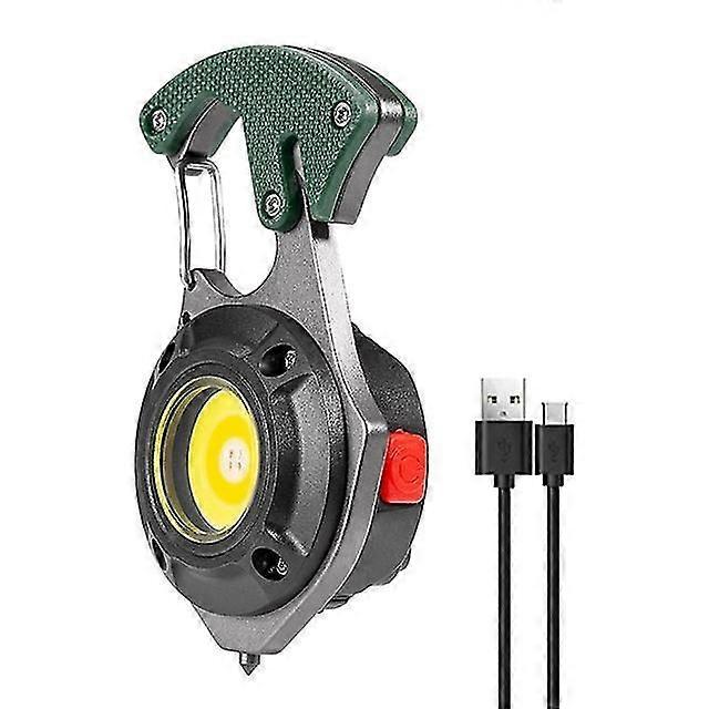 LED Micro Flashlight Pocket Keychain Flashlights USB Rechargeable Torch Strong Magnet Screwdriver Hammer Outdoor Emergency Lamp