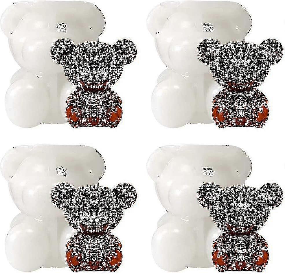 4 Pieces Ice Cube Form Made Of Silicone, 3d Teddy Bear Form Ice Cube