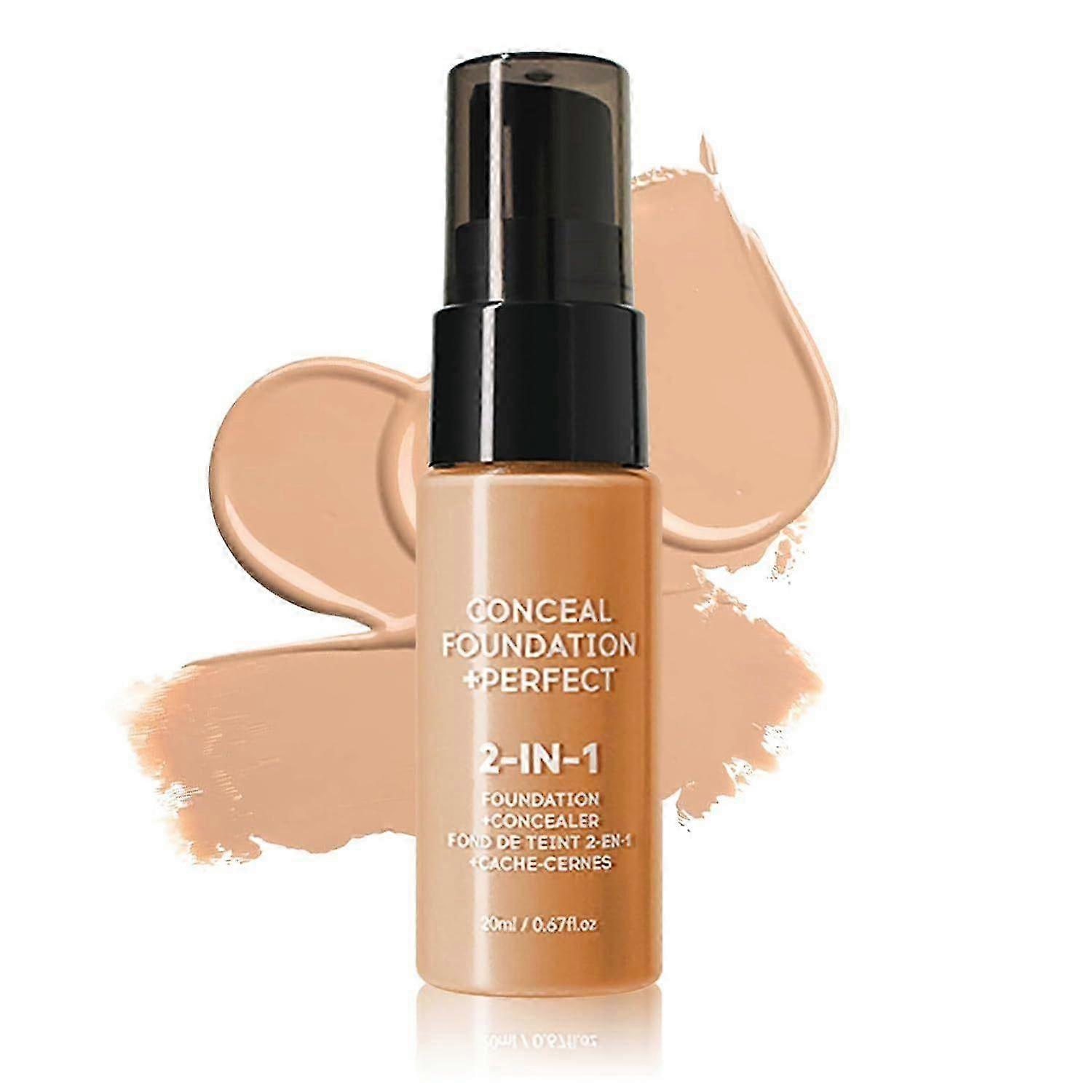 Concealer Full Coverage Foundation for Mature Skin, Oil Control Matte 2 in 1 Concealer Liquid Foundation Makeup Waterproof Base