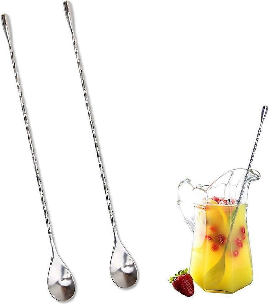 Rustfritt stål Langt Håndtak Cocktail Blanding Spoon Bar Spiral Design