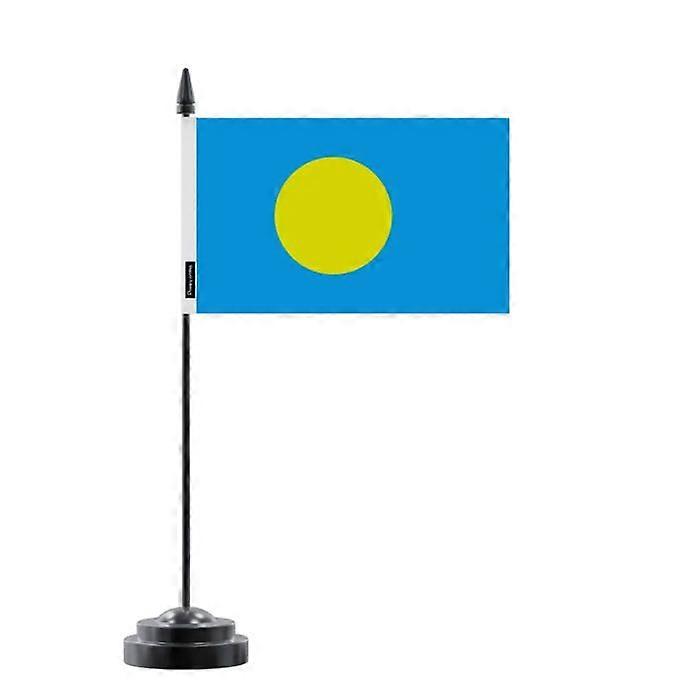 Table Flag of Palau – 14 x 21 cm – Polyester – Black Plastic Base