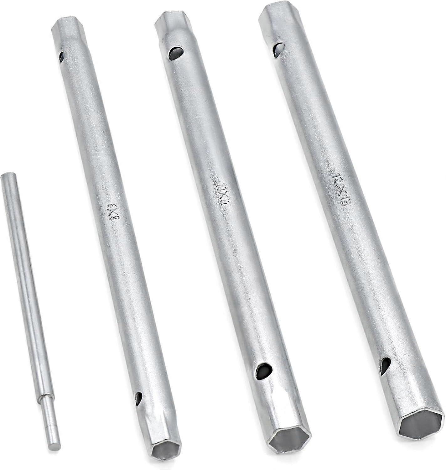 4PCS Socket Wrench Set Tube Wrench Spark Plug Wrench Tap Wrench with Tommy Bar, 8-9 10-11 12-13mm Metric Wrench Set