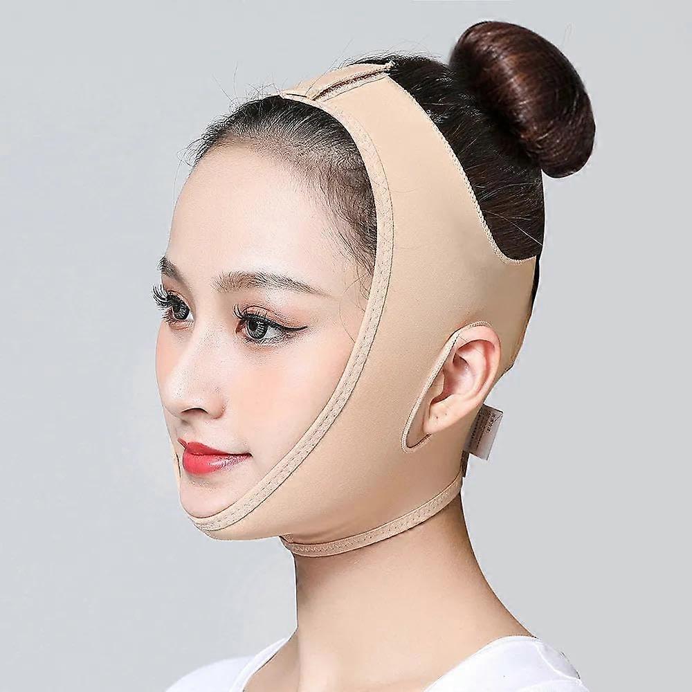 Chin Strap for PostSurgery Support, Adjustable Compression Garment for Chin and Jawline, Skin Firming and Facial Lifting by (Small)