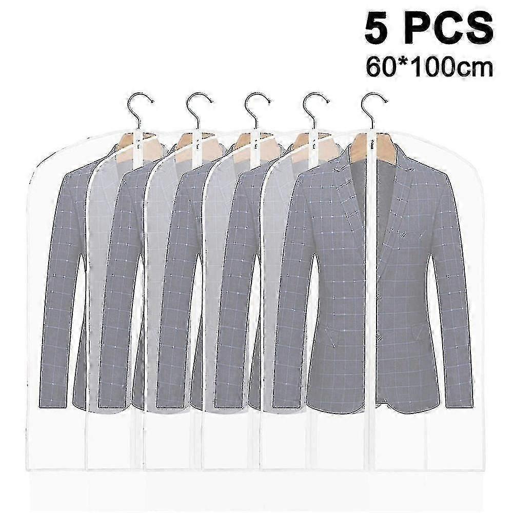 مجموعة من 5 أكياس ملابس معلقة لتخزين بدلات تنفس ، وخزائن ، وبدلات مقاومة للغبار ، ومعاطف ، وجاكيت ، وأغطية واقية بسحاب