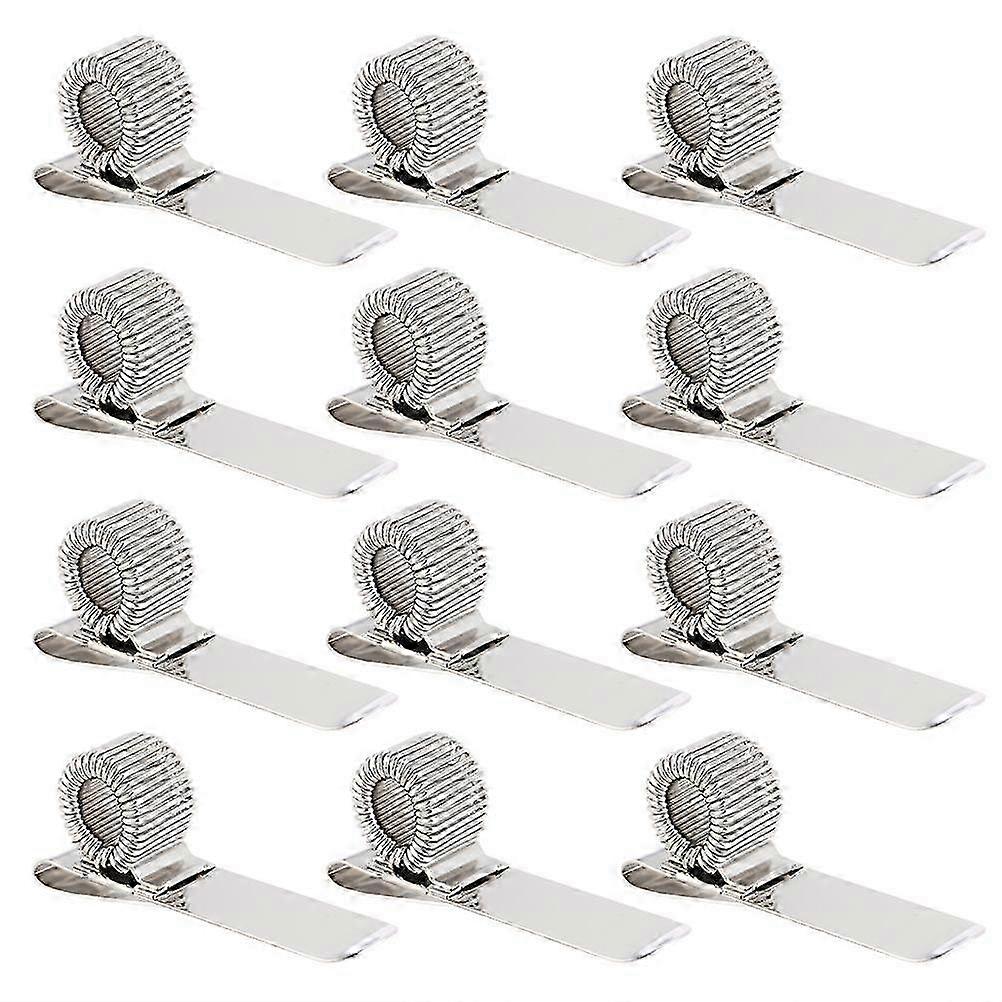 12Pcs Metal Pen Clips Spring Holder Elastic Loop Notebook Office Supplies Silver