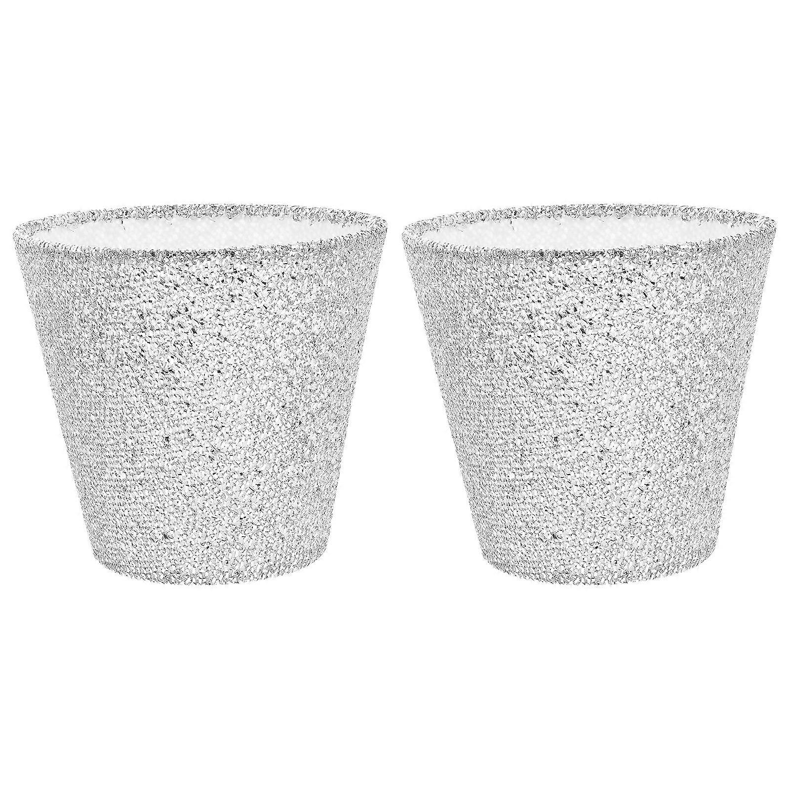 White Sequins Clip On Lamp Shade Covers Sparkly Hollow Out Fabric Pendant Light Shades for Table, Floor, Wall and Ceiling Lamps (2pcs)