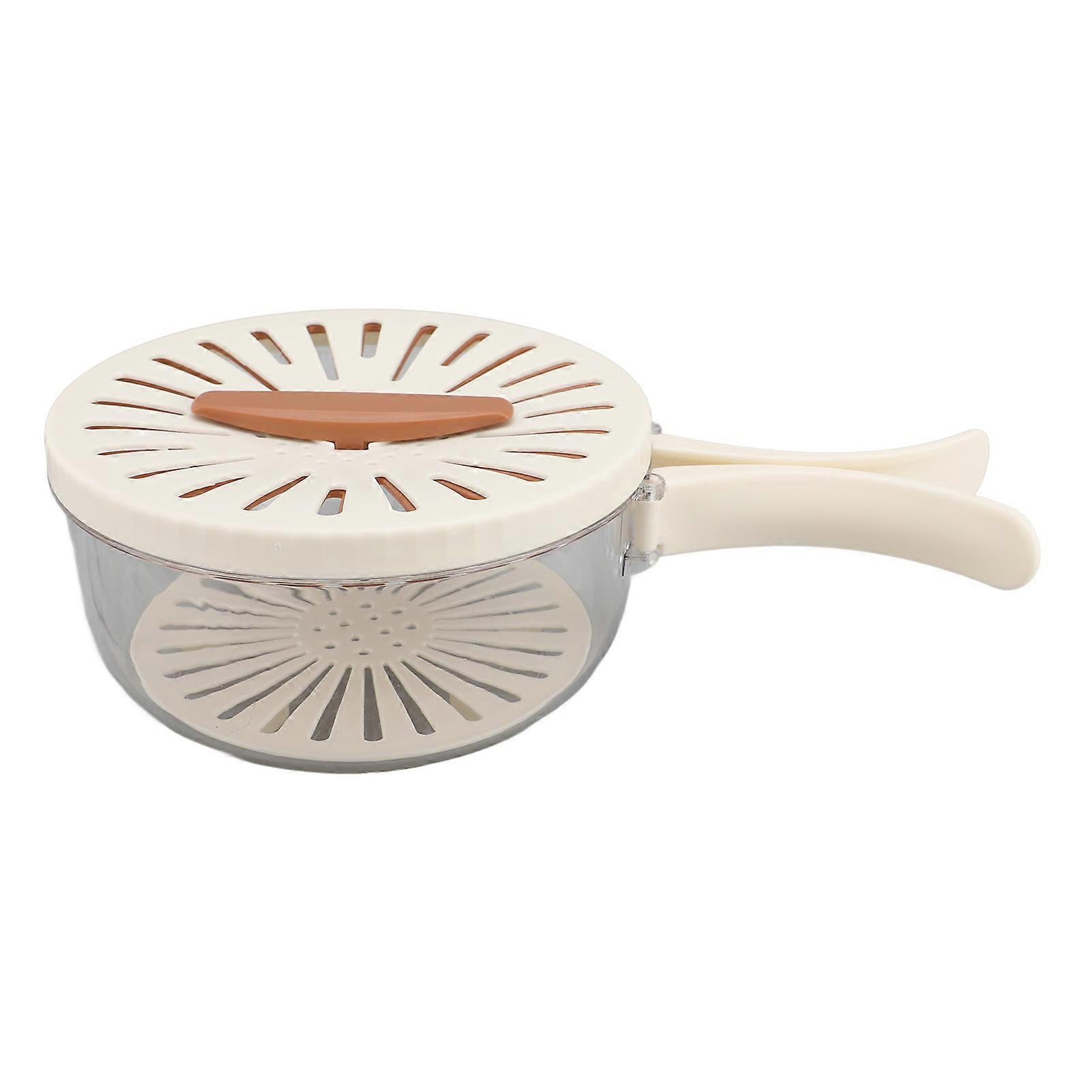 Fruit Vegetable Washing Bowl Thickened Double Layer Multifunctional Draining Bowl with Lid Foldable Handle for Food Storage Brown