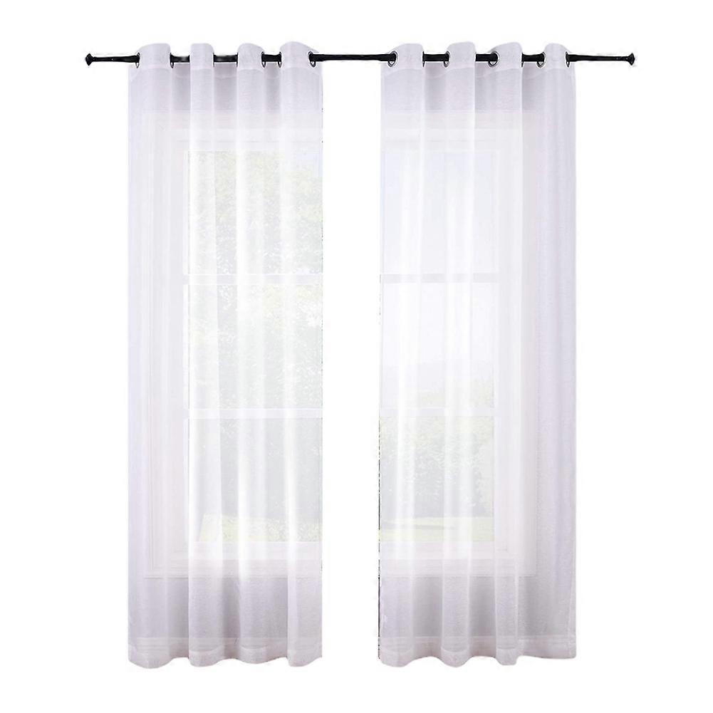 210cm Sheer Curtains White Grommet Polyester Curtains for Bed Room