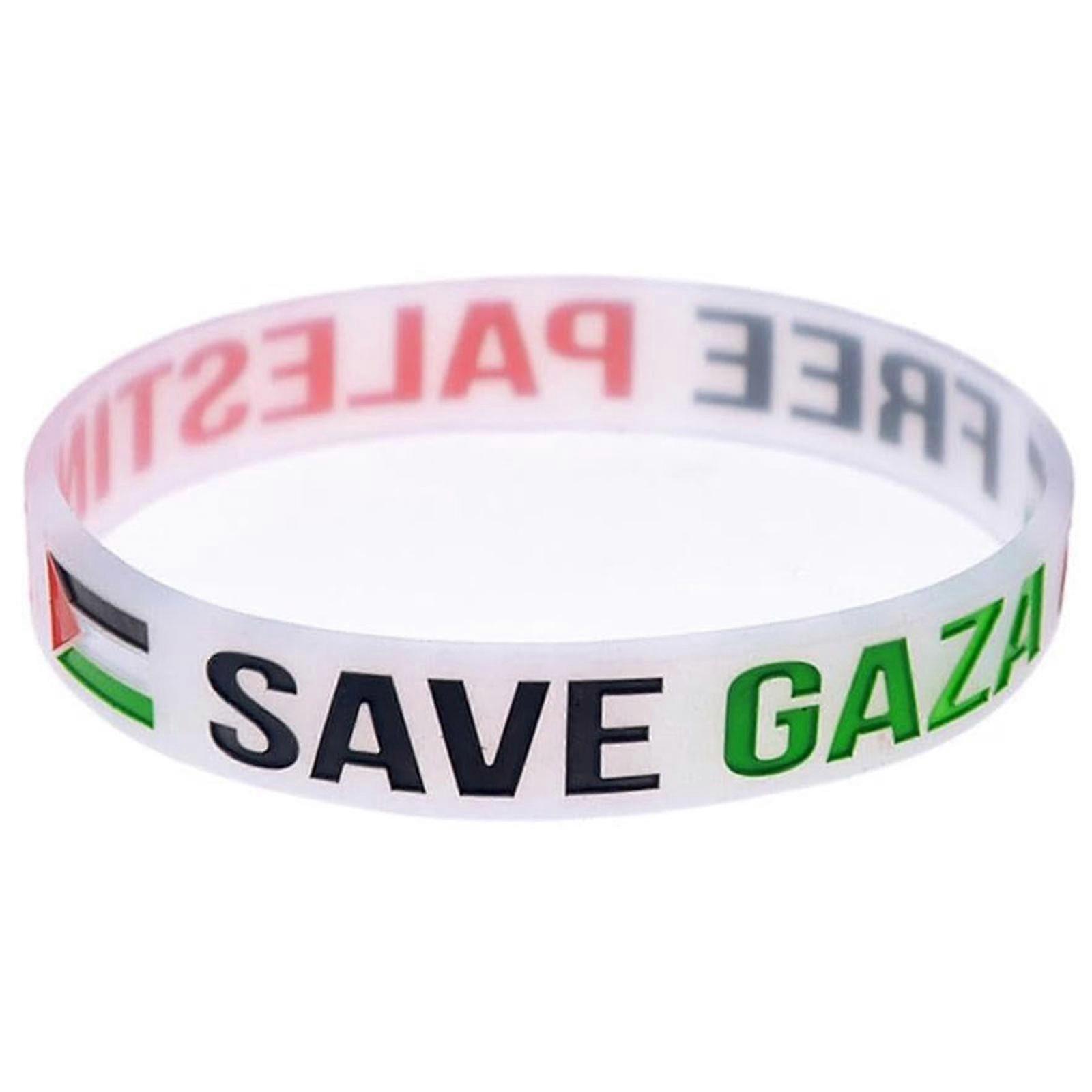 パレスチナ国旗ブレスレット - パレスチナとスタンド - ホワイトリストバンド