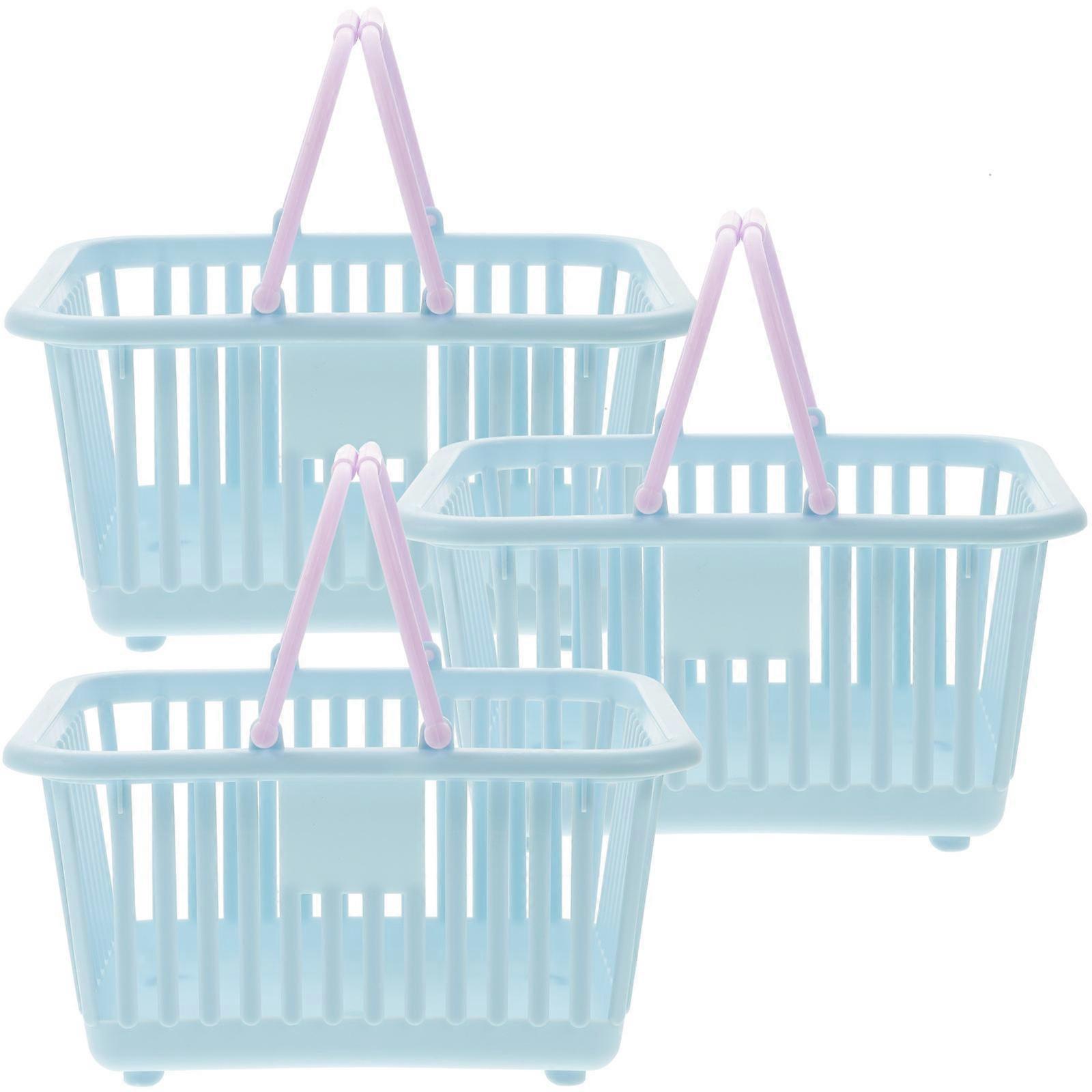 Skyblue Plastic Baskets with Handles for Kitchen Use Lightweight and 3pcs Small Storage Baskets