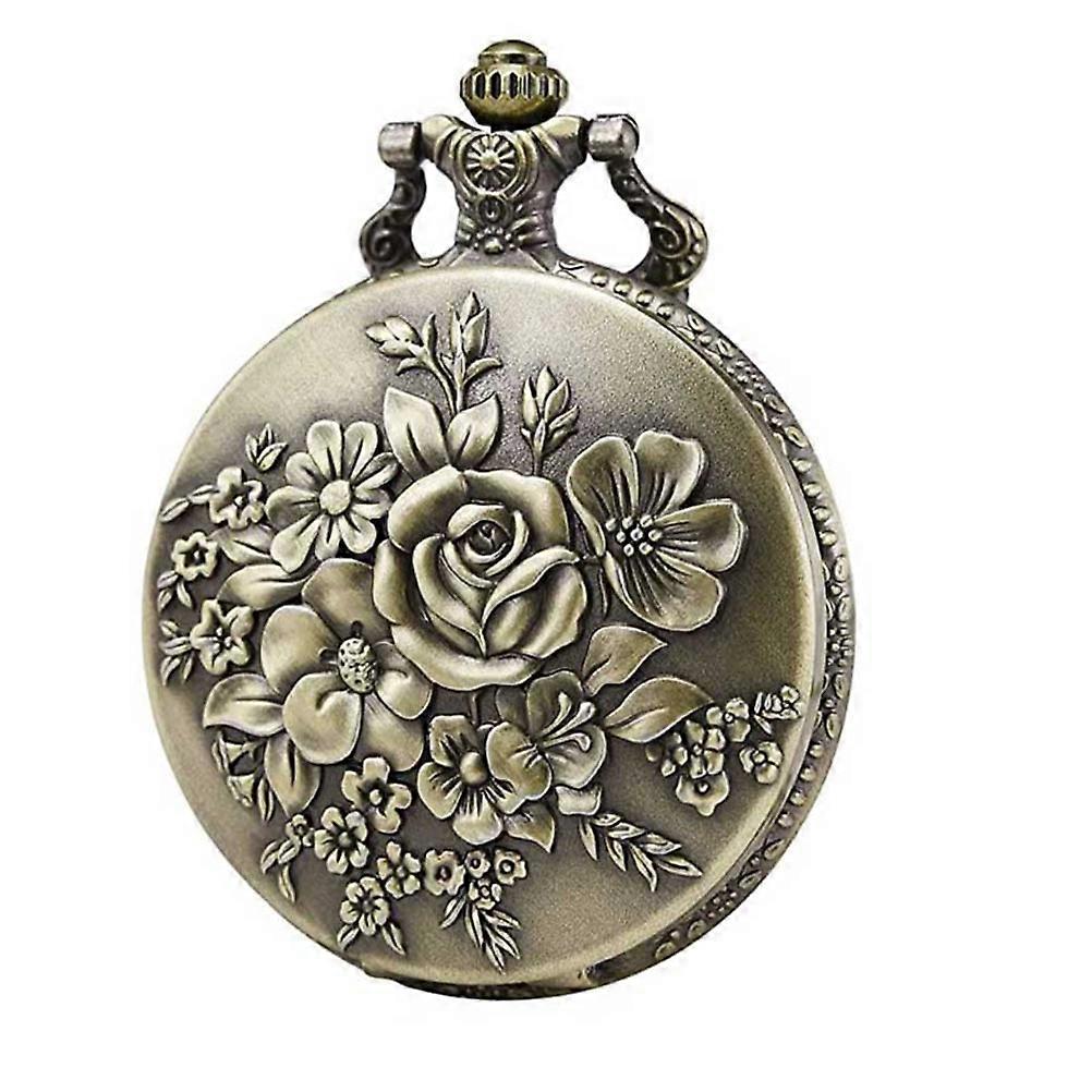 Here's a detailed product description for your **Retro Floral Carved Pocket Watch Necklace** with **Quartz Movement**, suitable for use in online