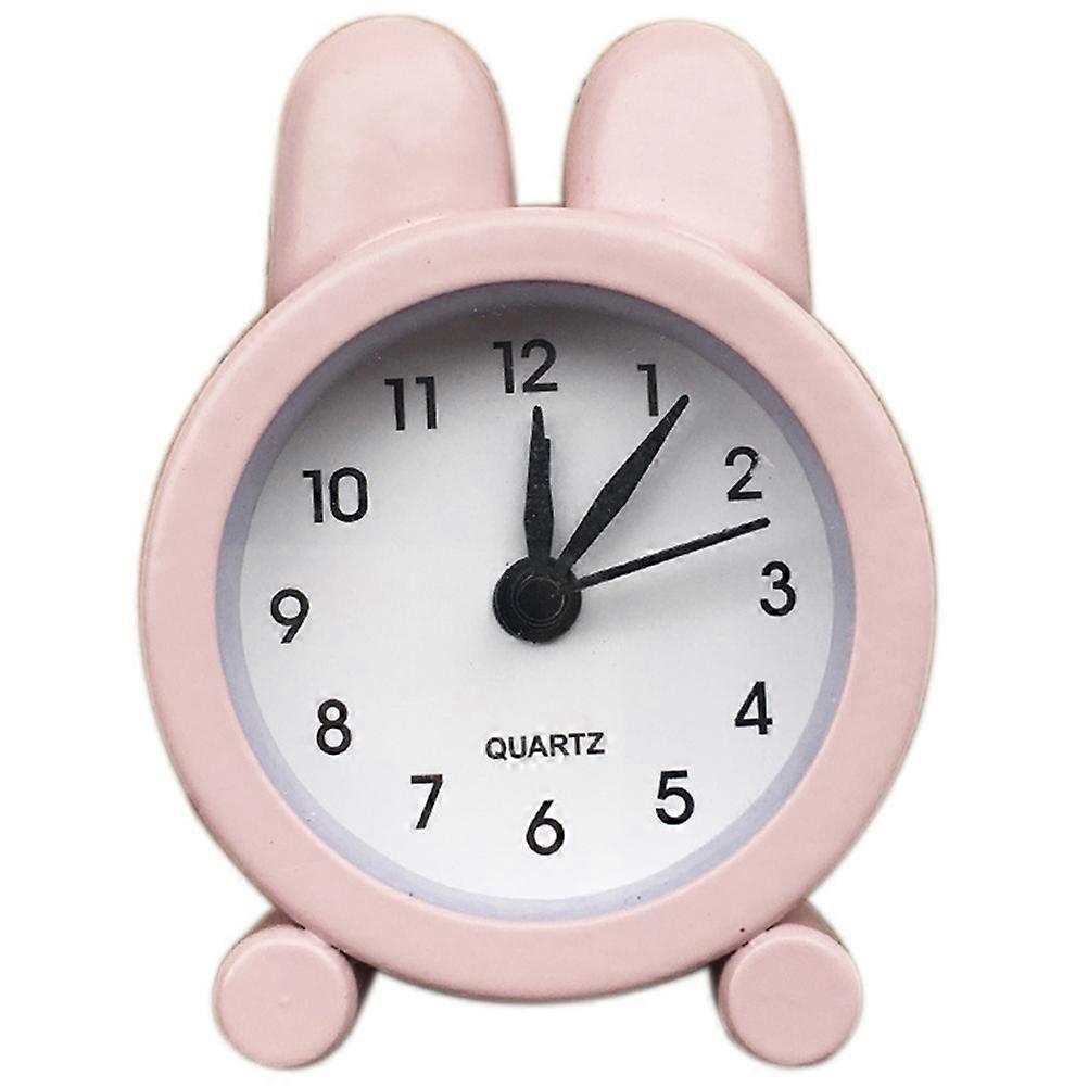 Silent Alarm Clocks Rabbit Ear Shape Metal Bedside Device for Students Pink 7x5x2cm 1Pcs