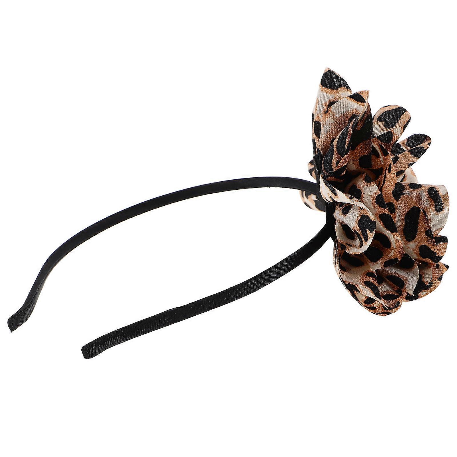Leopard Print Non Slip Headbands for Women – Stretch Elastic Cheetah Hair Accessories with Flower Detail for Daily Wear, Parties, and Travel