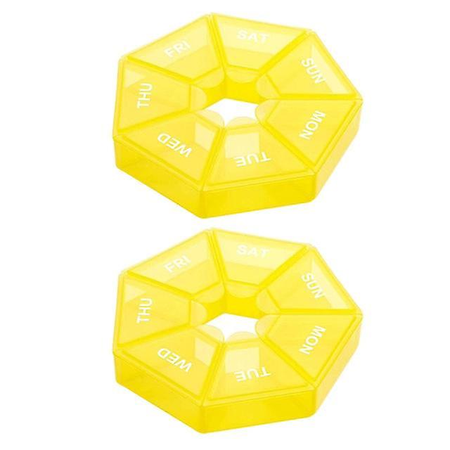 2pcs / مجموعة حبوب منع الحمل حالة البلاستيك 7 أيام قرص كاندي مربع المحمولة تخزين قرص حامل السفر منظم حبوب منع الحمل موزع حاوية