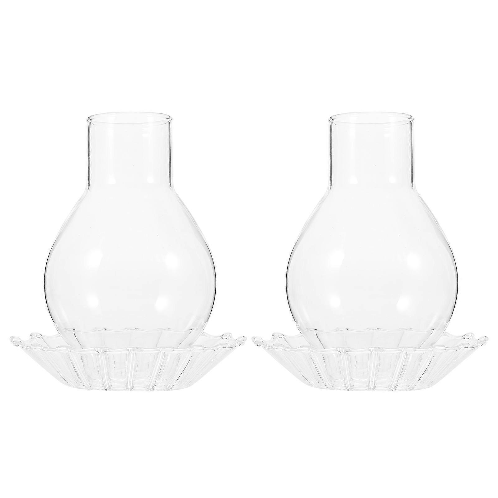 Glass Candlestick Tealight Stand 12X4.5CM Event Planners 2Set