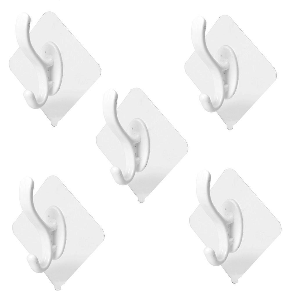 Bathroom Hooks Punch Free Hanging Hooks for Home Users Bathroom White 8x3.5x8cm Waterproof 5Pack