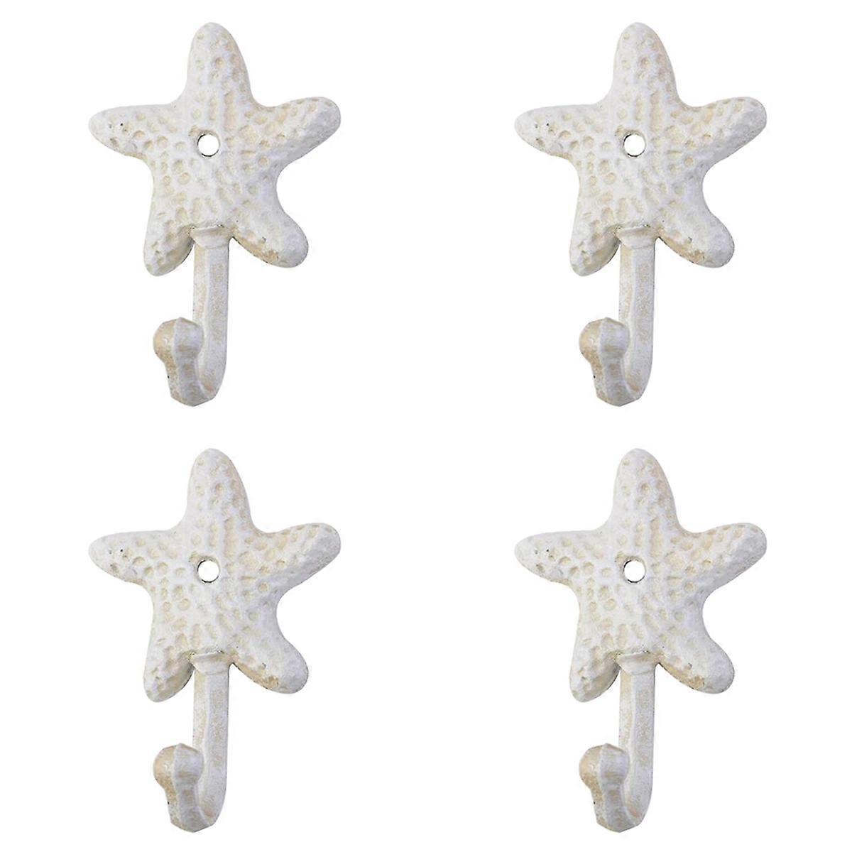 4X Starfish Cast Iron Decorative Wall Hooks Coats Aprons Hats Towels Hooks Beach Ocean Theme Chic Me