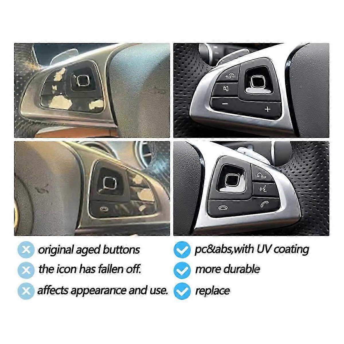 1Set Multifunction Steering Wheel Volume Control Switch Button Cover for E Class W213 Sedan W238 Co