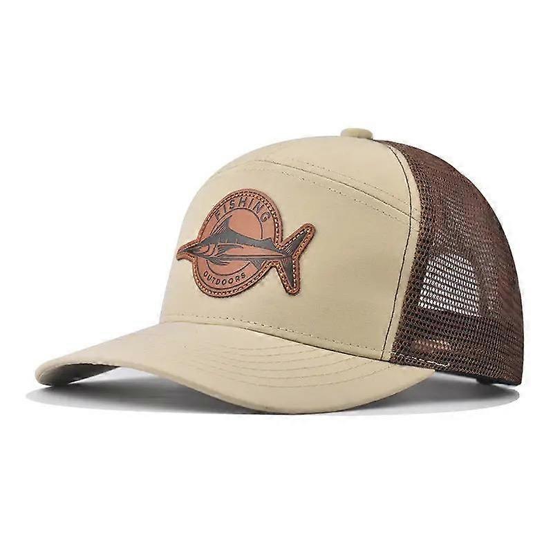 New Unisex Seven-Panel Style Trucker Hat Adjustable Baseball Cap Shark Pattern Patch Fishing Hat
