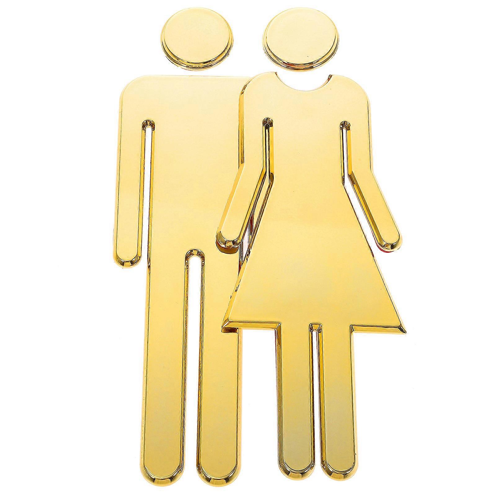 Stainless Steel Restroom Signs for Men's and Women's Bathrooms – , Directional Plaques for Offices and Public Spaces – Elegant Gold Finish