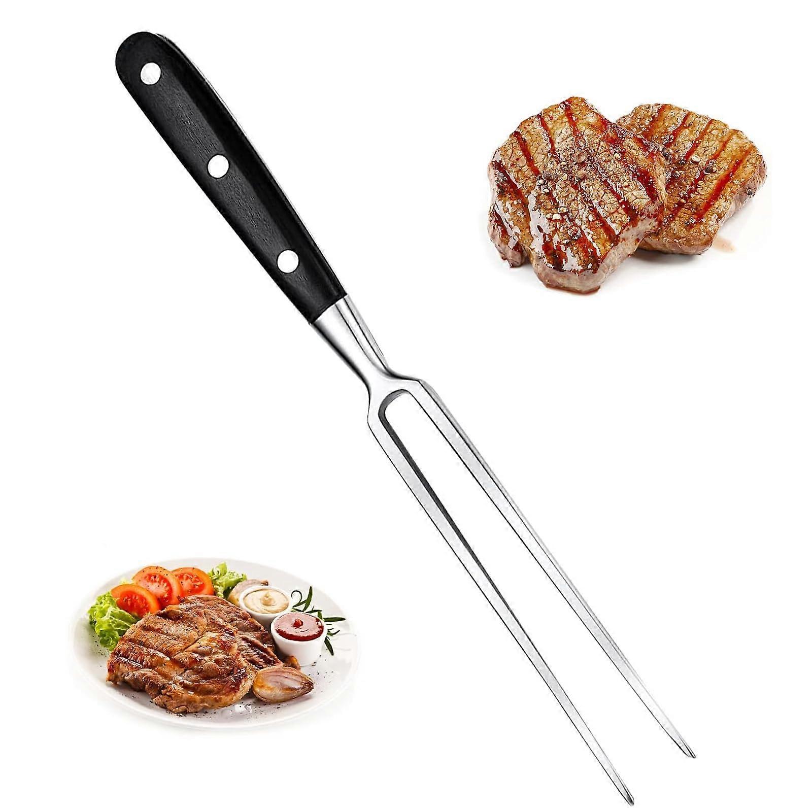 Meat Fork Stainless Steel Grill Fork Serving Meat Roasting Fork Carving Fork with Handle 30 cm for Kitchen Roasting Grill Turkey Dinner