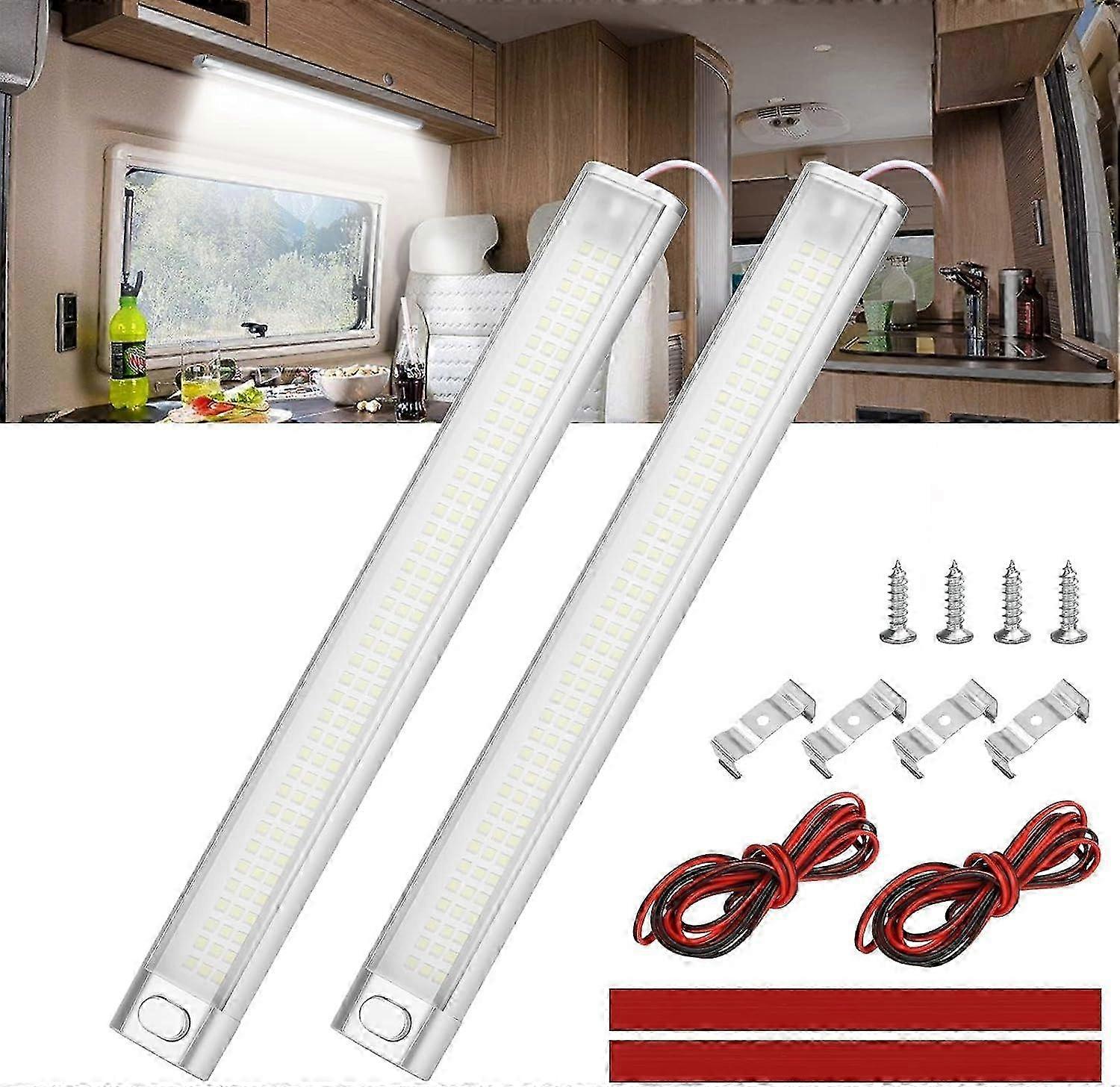 12V Interior LED Light Bar, 120 LED Universal Strip Light Bar with ON/Off Switch, White Lamp for Van Car Auto Camper Bus Caravan Boat Motorhome MPV RV