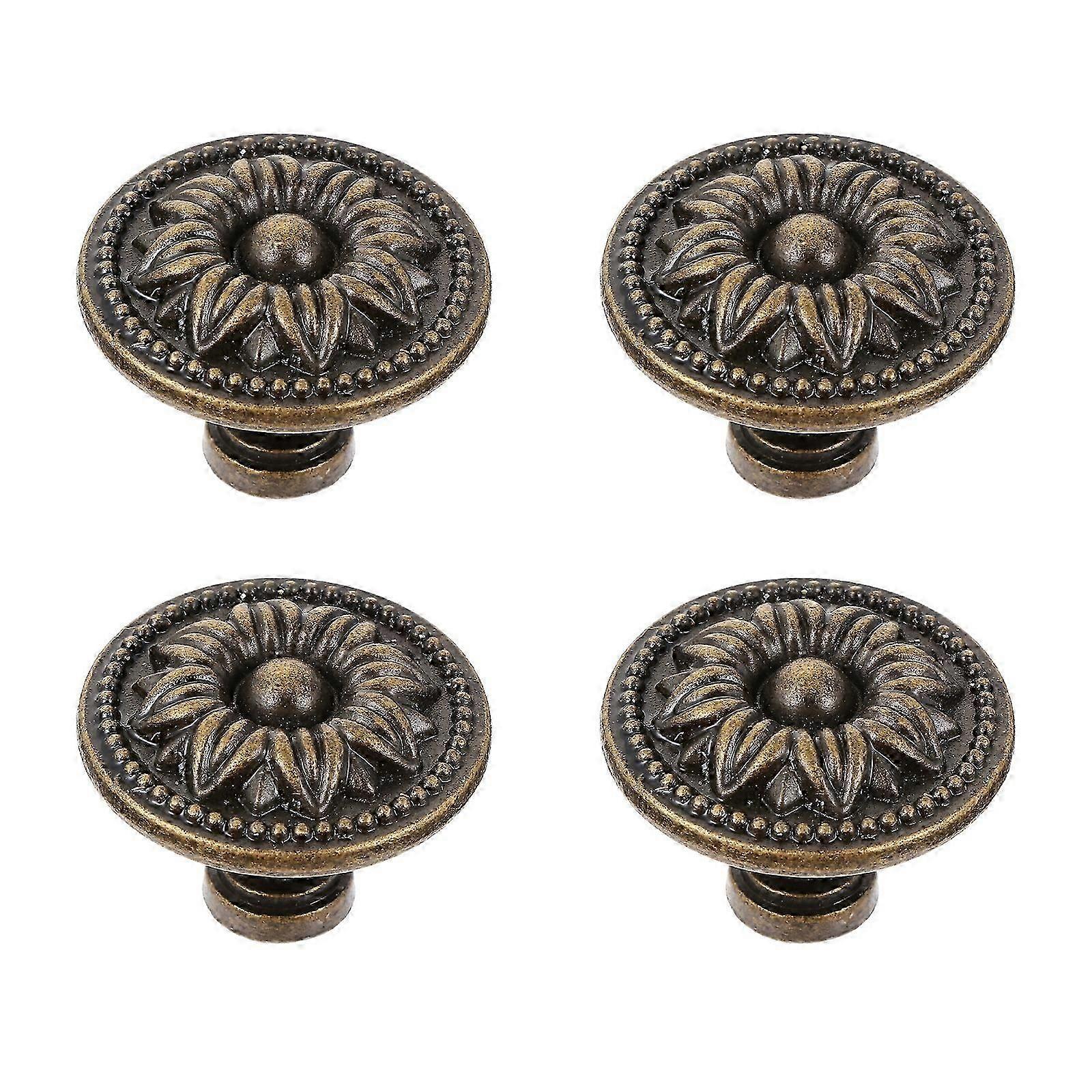 4pcs Simple Bronze Round Knobs European Style Handle for Cabinet Furniture
