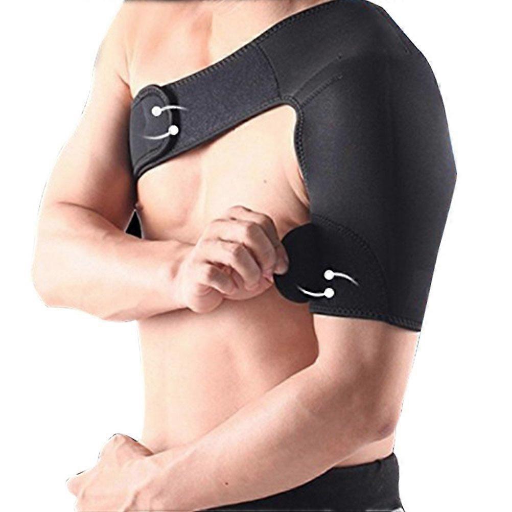 Rotator Cuff Shoulder Support Brace for Left Shoulder, Adjustable Compression Sleeve Strap in Black, Fits Most Sizes