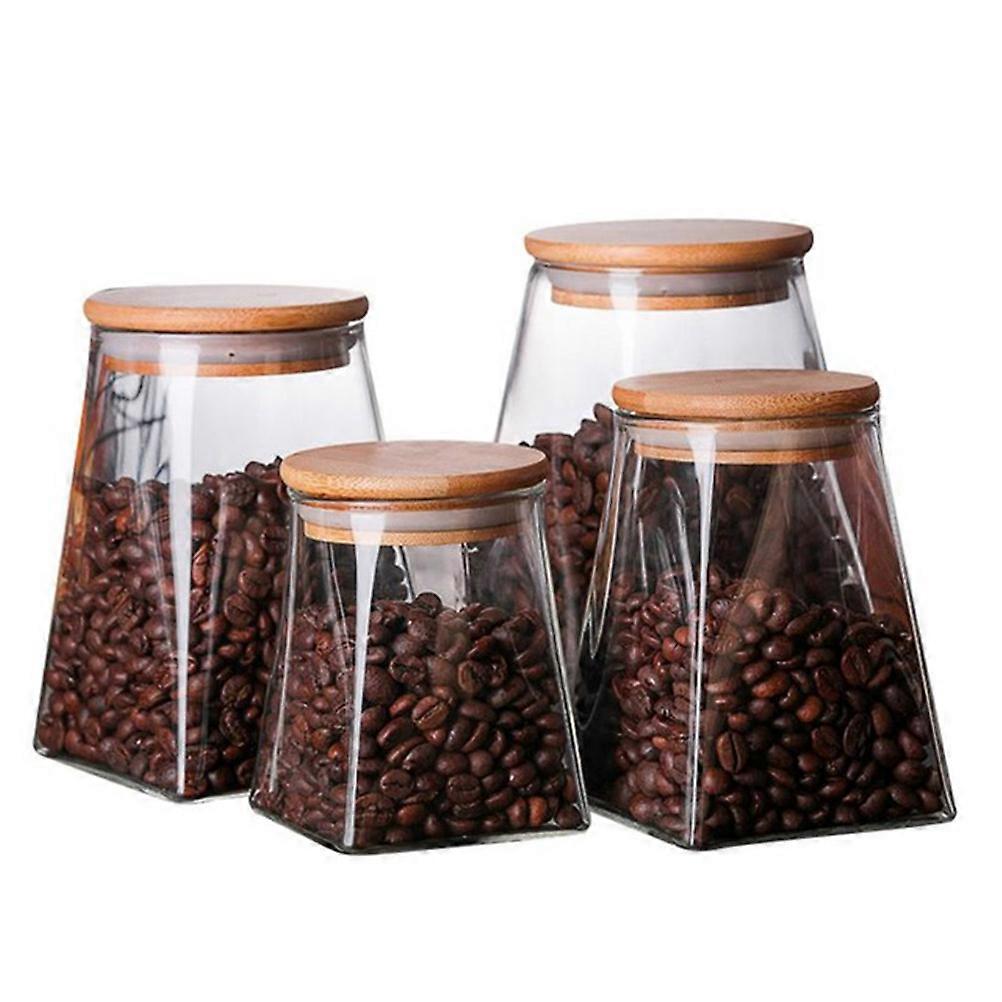 Cereal Container Glass Sealed Storage Can Square For Home Use 500ML Transparent Sealed Storage 1Set